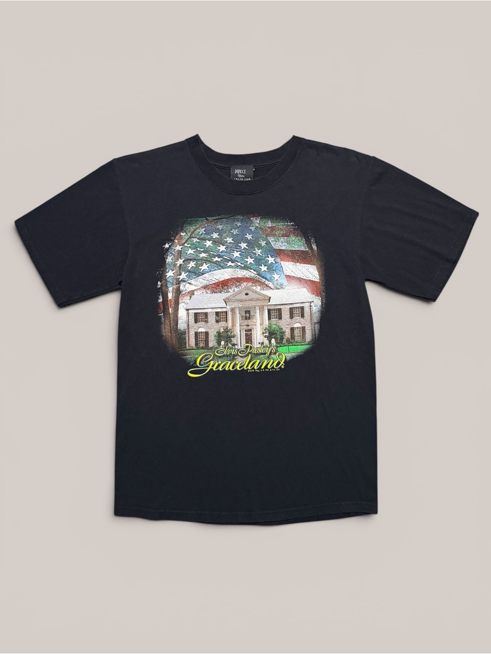 Y2K Black Elvis Presley Graceland Graphic Tee